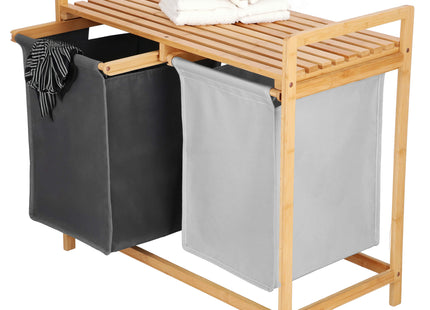 Dubbele Wasmand | 80 Liter | Naturel | Bamboe