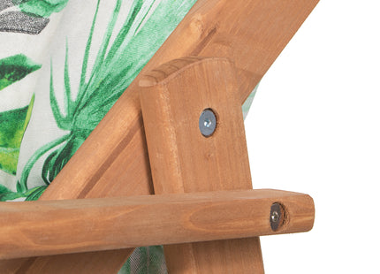 Houten Ligstoel - Ligbed - Met Kussen - Verstelbaar - Weersbestendig - Bladeren - Grenenhout - 90 x 71 x 103 Cm