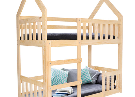 Kinderbed - Stapelbed - Veiligheid - Grenenhout - Trap -  Tot 100 Kg - Lichtbruin - 164 x87x184 cm