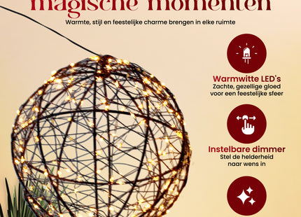 Lichtbol - Kerstversiering - Warm Wit - Flash Optie - Indoor & Outdoor - 300 Led - Ø 25 - Dimmer - 8/16 Timer