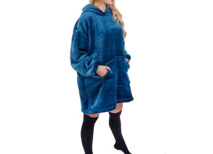 Hoodie Deken - Deken Met Mouwen - One Size - Blauw