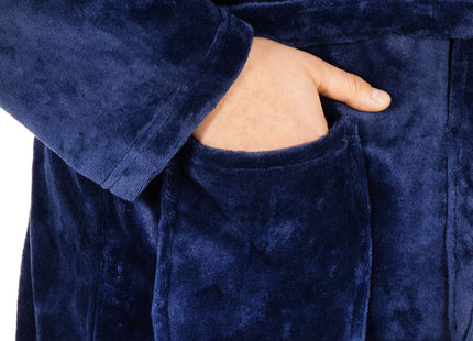 Badjas - Fleece - Marineblauw - Capuchon - Riem - Maat L/XL