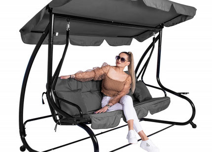 Schommelbank |  4-zits | 241 X 120 X 162 Cm | Linda-Schommel | 4-zits | Waterafstotend | Inclusief 2 Kussens | Verstelbare Luifel |Grijs