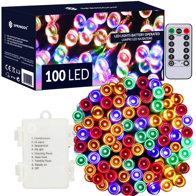 Kerstverlichting | 10,5 m | Batterij | Afstandsbediening | 100 LED | Multicolor