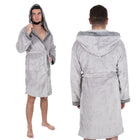 Badjas - Fleece - Grijs - Capuchon - Riem - Maat M/L