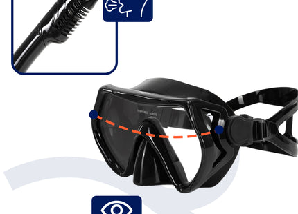 Snorkelset - Duikset - Snorkelmasker - Vinnen - Duikbril - Snorkel - Face Masker -  DRY Top - 42 -47