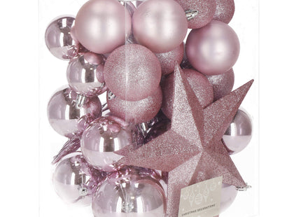 Kerstballen & Piek  | 33 Stuks | 5/6/8 cm | Roze
