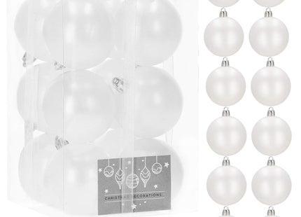 Kerstballen | 12 Stuks | Mat Wit