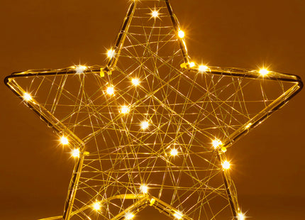 Kerstster - 30 LED - Kerstdecoratie - Warm Wit - Glas in Lood