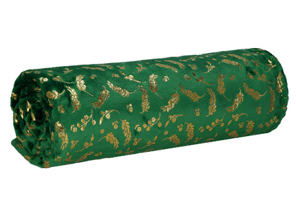 Plaid | Sprei | Deken | 200 x 150 cm | Pluche | Plant | Groen/ Goud