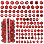 Kerstballen | 100 Stuks | Rood Tinten | Onbreekbaar