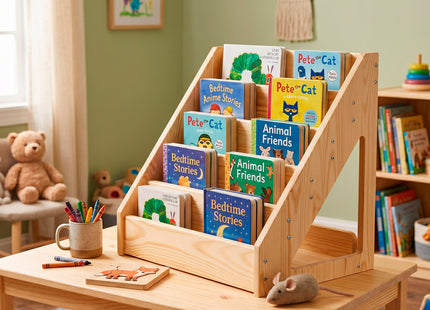 Boekenkast Kind - Hout - Linnen - 30 x 41,5 x 42,5 CM - 5 Etages - 30 Kg