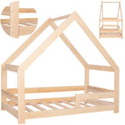 Kinderbed - Bed - Veiligheid - Uitvalbescherming - Hout - Lichtbruin - 160 x 80cm