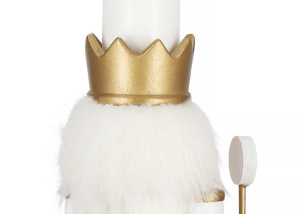 Notenkraker Kerst | Houten Soldaat | Kerstversiering | Goud/Wit | 30,5 cm