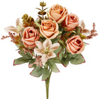 Kunstboeket - Sierboeket - Decoratief - 9 Rozen - Decoratief - 37 cm