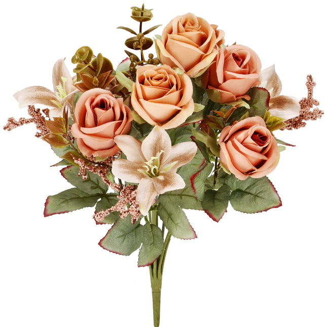 Kunstboeket - Sierboeket - Decoratief - 9 Rozen - Decoratief - 37 cm