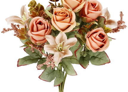 Kunstboeket - Sierboeket - Decoratief - 9 Rozen - Decoratief - 37 cm