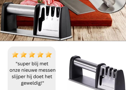 4-in-1 Professionele Messenslijper | Doortrekslijper | Anti Slip | Schaarslijper & Messen Slijper | RVS