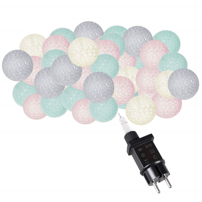 Fairy Lights | 10 m | 50 LED | Grijs/Roze/Crème/Turkoois