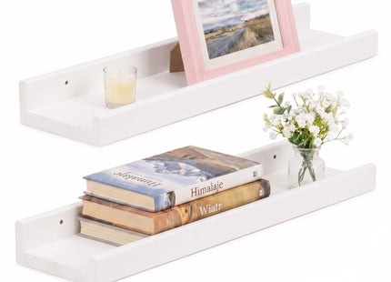 Wandplank - Boekenplank - Ophangbaar - Kruidenplank- Wit- Grenenhout - 10 Kg - 30 cm - 2 Stuks