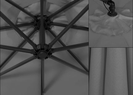 Parasol | LED | Parasols | Kantelbaar | Met Ventilatie | Grafiet | Ø300 cm