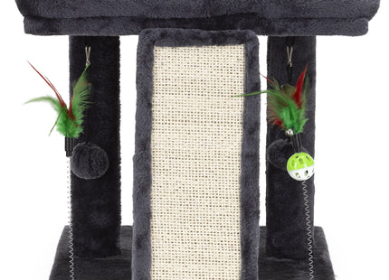 Krabpaal - 2 Etages - Voor Katten - Kattenhengels - Kattenspeelgoed -  Meubelbescherming - Met Ladder - 31X31X62 cm - Grafiet