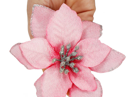 Kunstbloem | Kerst | Ster van Bethlehem | Roze | Glitters