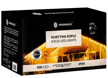 IJspegel Verlichting | Kerstverlichting Buiten | 20 m + 2.5 m Snoer | 500 LED | Flash | Koppelbaar | Warm Wit