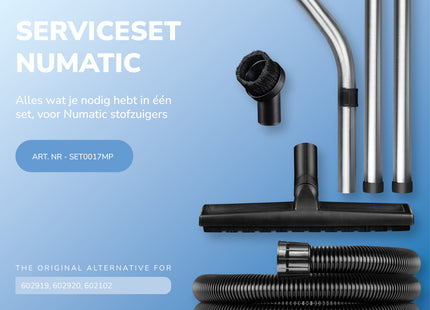 SQOON® Serviceset stofzuiger 38mm geschikt voor Numatic - Compleet vervangingsset - Ideaal voor harde vloeren, fijnstof en algemeen schoonmaakwerk