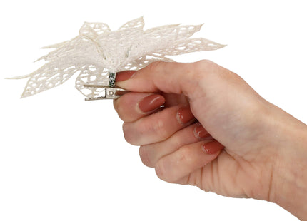 Kerstboomhanger | Met Clip | Ster van Bethlehem | Wit Glitter | 13 Cm