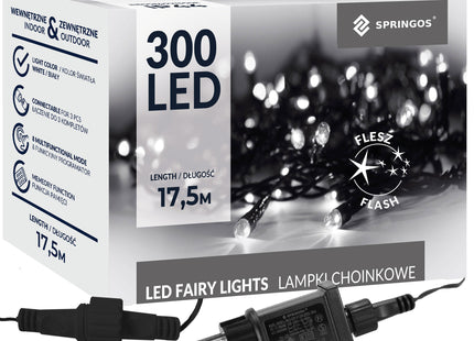 Kerstboomverlichting | met 300 LED Lampjes | 15 M | Koud Wit | Flits
