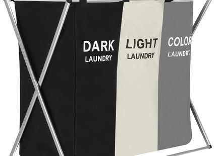 Wasmand 3 Vakken - Wassorteerder - Wamand - Wasbox - Organizer Kleding - Waszakken Voor Wasgoed - Laundry Basket - Dubbele Wasmand