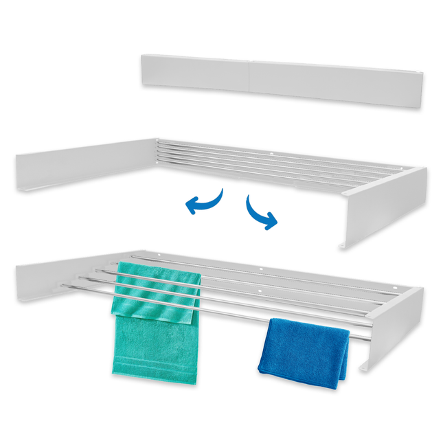 Wanddroogrek - XXL Model - Wasrek - Inklapbaar - Uitschuifbaar - 100 cm - 5 Meter Drooglengte - Wit
