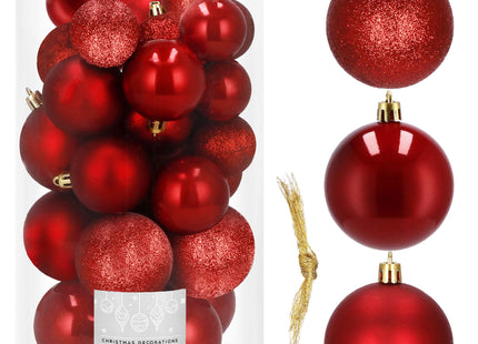 Kerstballen | 30 Stuks | 6/5/4 cm | Rood