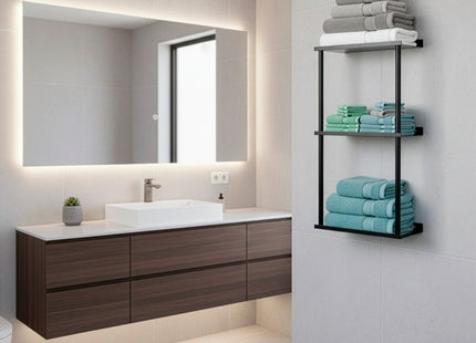 Handdoekhouder - Handdoekrek - Badkamer - Metaal - Zwart  - 77 cm