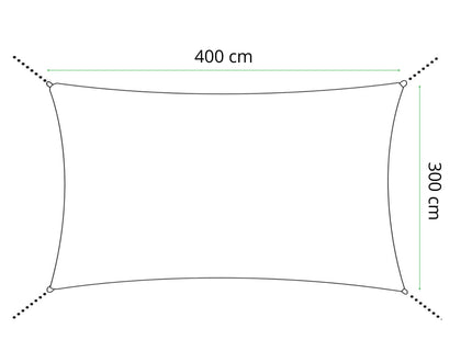 Schaduwdoek | Zonnezeil | Rechthoekig  | 4 x 3 m | 90% Schaduw | Crème | 160 g/m2 |  Polyethyleen