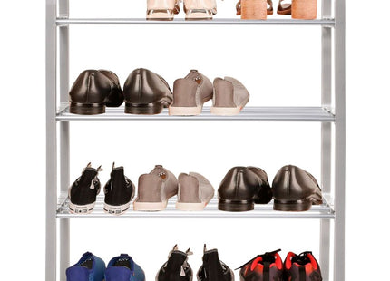 Springos Schoenenrek | 12 - 14 Paar Schoenen | 4 Laags | Kunststof/Metaal | Grijs