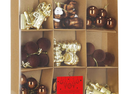 Kerstballen | 40 Stuks | 5/6/7 cm | Goud/Bruin