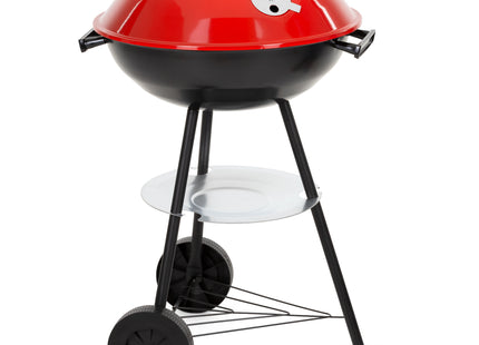 Houtskool barbecue  - BBQ - Draagbaar - Op Wielen - Asopvangbak - Kunststof - RVS - Zwart - Rood