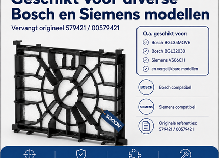 SQOON® Motorfilter  Geschikt voor Bosch & Siemens – Vervangt 579421 / 00579421