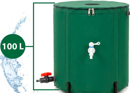 Regenton - Regenwatertank - Opvouwbaar - Met Kraan - 2 Kranen - 100 L
