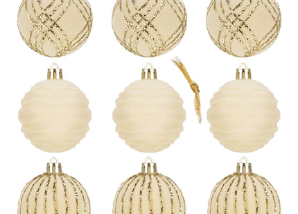 Kerstballen | 9 Stuks | 7 cm | Goud | Velours
