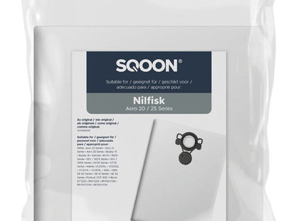 SQOON® Stofzuigerzakken  Geschikt voor Nilfisk Alto / WAP / KEW AERO 20/25/26 Series - 5 Stuks