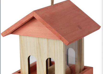 Vogelvoederstation - Voerbak  - Hout - Rood - 19 x 16 x 13.5 cm