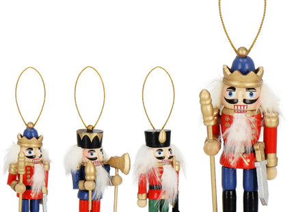 Notenkraker Kerst | Houten Soldaat | Kerstversiering | 3 Stuks | Multicolor | 8 cm