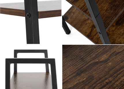 Boekenkast - Ladderrek - Rek - 4 Etages - 138x56x34 cm - 100 KG - Gepoedercoat Metaal - Donkerbruin/Zwart
