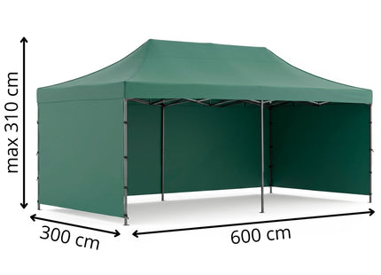 Partytent - 600x300x310xcm - Hoogte Verstelbaar - PVC - Polyester - Harmonica- Frame - Groen