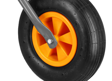 Kruiwagen | Kruiwagenwiel | 65L | 120kg Draagvermogen | Zilver/Oranje