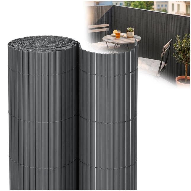Balkonscherm - Privacyscherm - Hoge Kwaliteit - Waterbestendig - UV-bescherming - 1x4 m - Antraciet - PVC