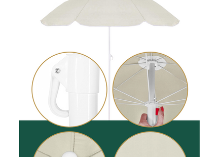 Parasol | Strand Parasol | Parasols | Opvouwbaar | 160 cm | Lichtgrijs | Metaal